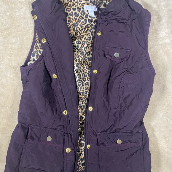 Charter Club Leopard Print Lined Vest - Picture 3 of 7